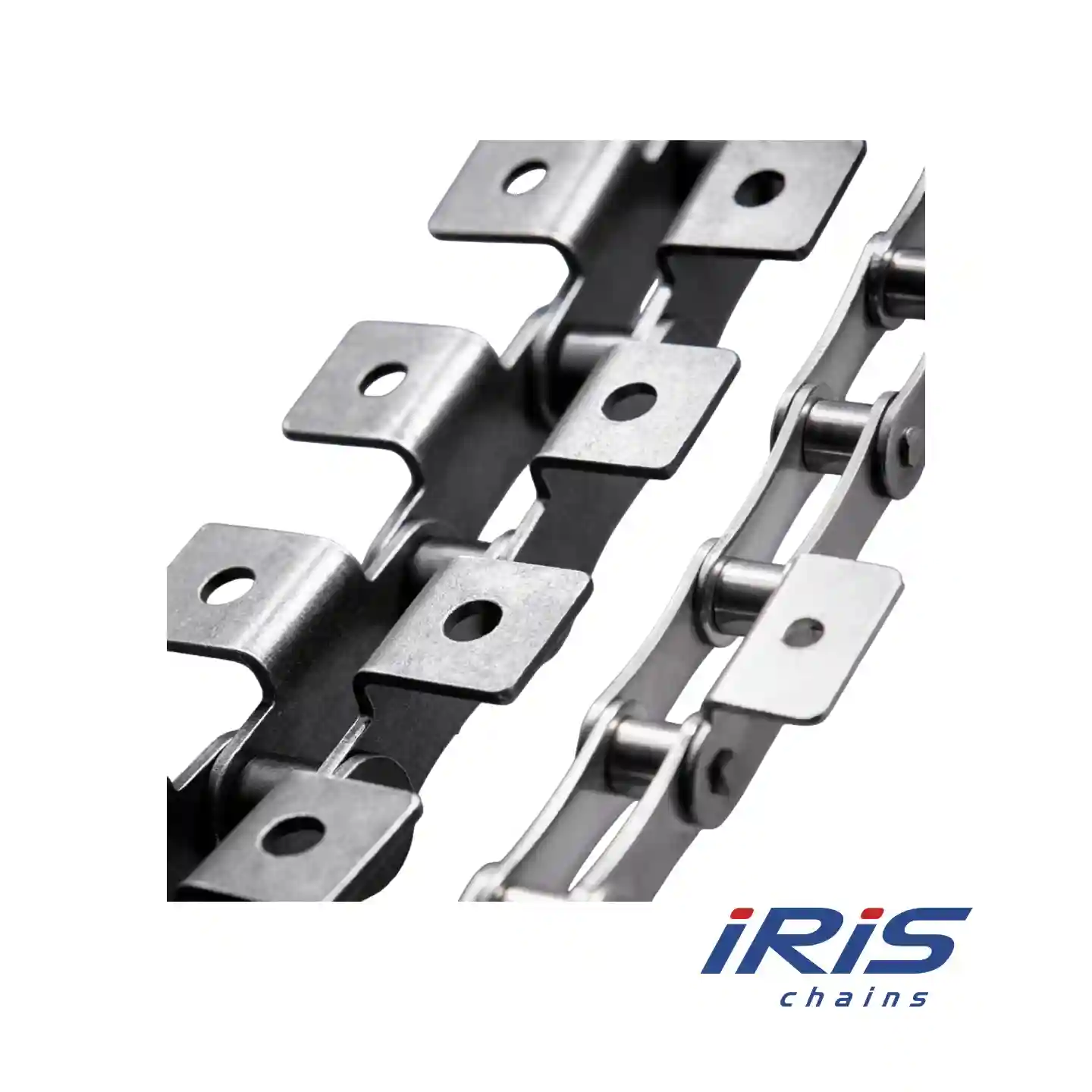 Двухшаговые цепи с прикреплениями и удлиненными штифтами IRIS 2